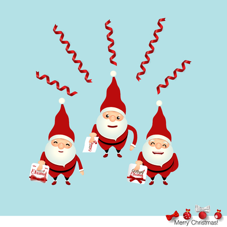 Collection of Christmas Santa Claus. Vector illustration.のイラスト素材