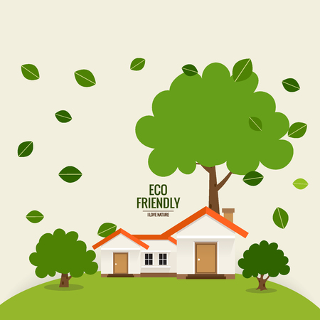 Green Eco city living concept. Vector illustration.のイラスト素材