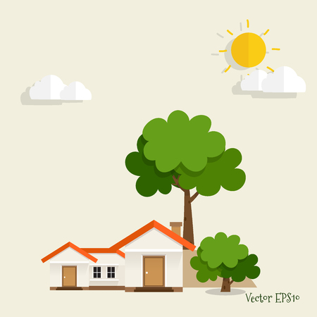 Green Eco city living concept. Vector illustration.のイラスト素材
