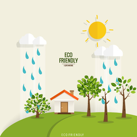Green Eco city living concept. Vector illustration.のイラスト素材