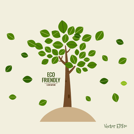 ECO FRIENDLY. Ecology concept with tree background. Vector illustration.のイラスト素材