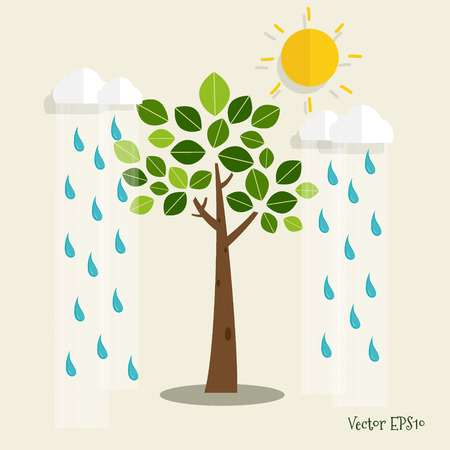 ECO FRIENDLY. Ecology concept with tree background. Vector illustration.のイラスト素材