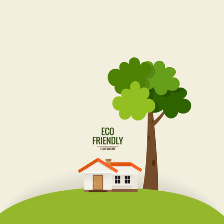 Green Eco city living concept. Vector illustration.のイラスト素材