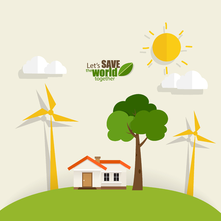 Green Eco city living concept. Vector illustration.のイラスト素材