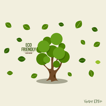 ECO FRIENDLY. Ecology concept with tree background. Vector illustration.のイラスト素材