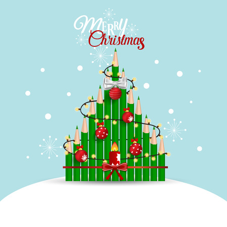 Christmas Greeting Card with Christmas tree. Vector illustration.のイラスト素材