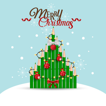 Christmas Greeting Card with Christmas tree. Vector illustration.のイラスト素材