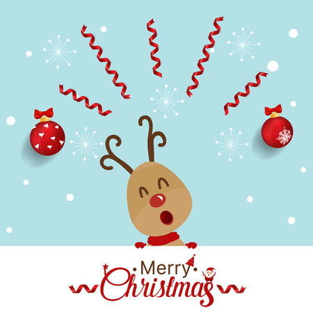 Christmas Greeting Card with Reindeer. Vector illustration.のイラスト素材
