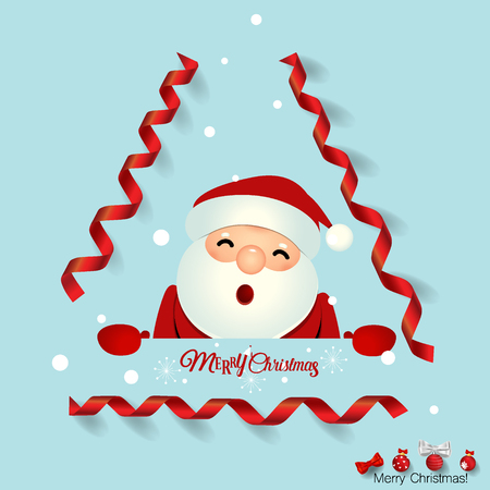 Christmas Greeting Card with Christmas Santa Claus. Vector illustration.のイラスト素材