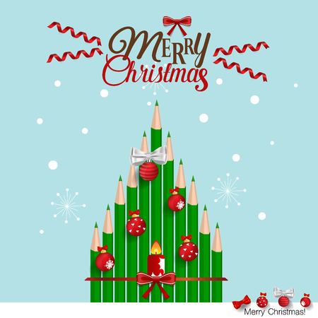Christmas Greeting Card with Christmas tree. Vector illustration.のイラスト素材