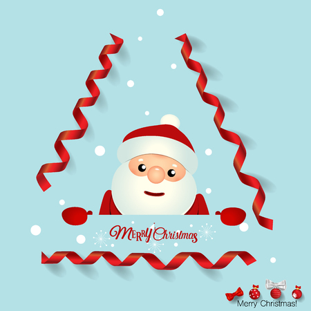 Christmas Greeting Card with Christmas Santa Claus. Vector illustration.のイラスト素材