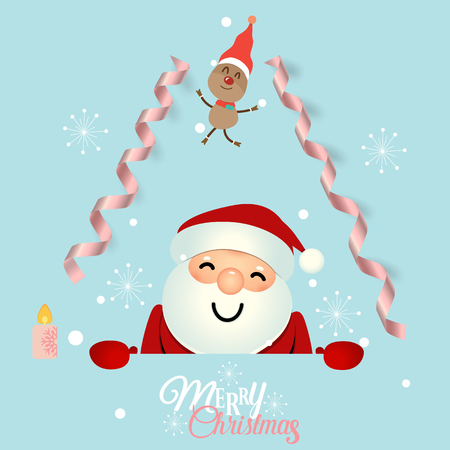 Christmas Greeting Card with Christmas Santa Claus. Vector illustration.のイラスト素材