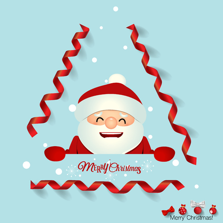 Christmas Greeting Card with Christmas Santa Claus. Vector illustration.のイラスト素材