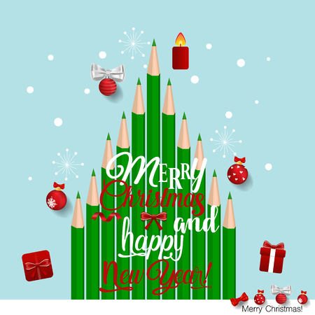Christmas Greeting Card with Christmas tree. Vector illustration.のイラスト素材