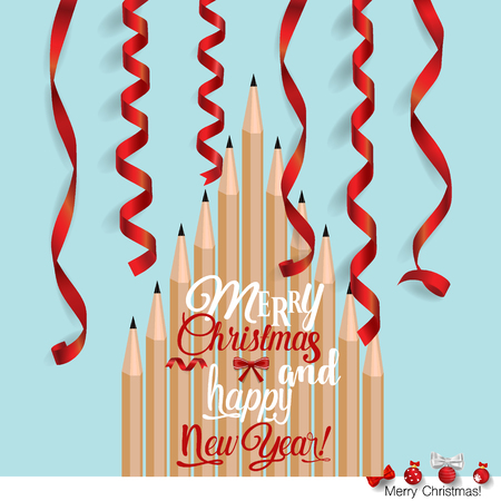Christmas Greeting Card with Christmas tree. Vector illustrationのイラスト素材