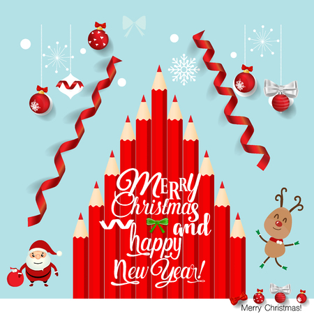 Christmas Greeting Card with Christmas tree. Vector illustration.のイラスト素材