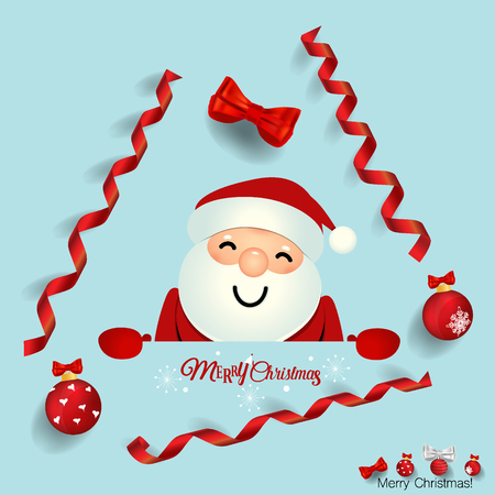 Christmas Greeting Card with Christmas Santa Claus. Vector illustration.のイラスト素材