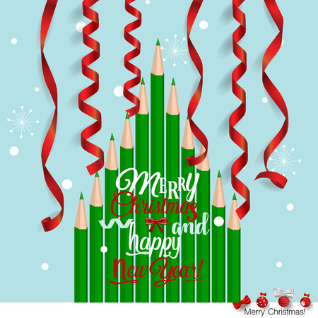 Christmas Greeting Card with Christmas tree. Vector illustrationのイラスト素材