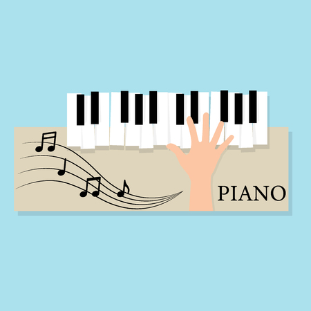 Music piano keyboard with Notes. Poster background template. Music Vector Background.のイラスト素材