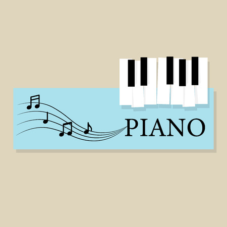 Music piano keyboard with Notes. Poster background template. Music Vector Background.のイラスト素材