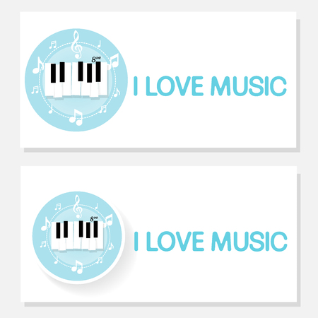 Music piano keyboard with Notes. Poster background template. Music Vector Background.のイラスト素材