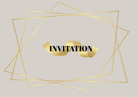 Paper with text Invitation. Colorful vintage banner with ribbon. Vector Illustration.のイラスト素材