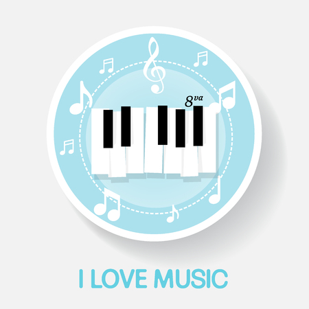 Music piano keyboard with Notes. Poster background template. Music Vector Background.のイラスト素材