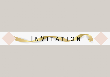 Paper with text Invitation. Colorful vintage banner with ribbon. Vector Illustration.のイラスト素材