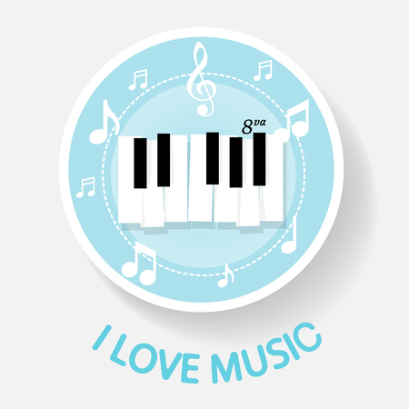 Music piano keyboard with Notes. Poster background template. Music Vector Background.のイラスト素材