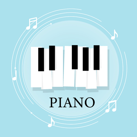 Music piano keyboard with Notes. Poster background template. Music Vector Background.のイラスト素材