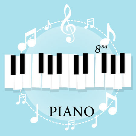 Music piano keyboard with Notes. Poster background template. Music Vector Background.のイラスト素材