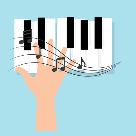 Music piano keyboard with Notes. Poster background template. Music Vector Background.のイラスト素材