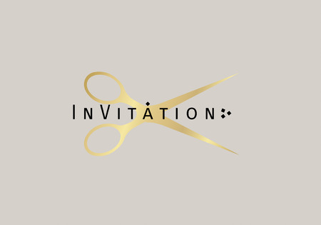 Paper with text Invitation. Colorful vintage banner with scissors. Vector Illustration.のイラスト素材