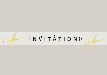 Paper with text Invitation. Colorful vintage banner with scissors. Vector Illustration.のイラスト素材