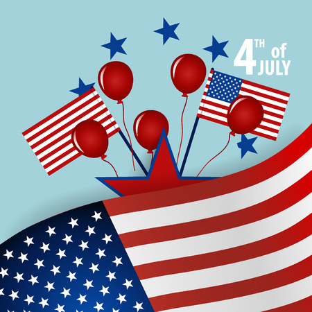 Happy independence day card United States of America. American Flag paper design, vector illustration.のイラスト素材
