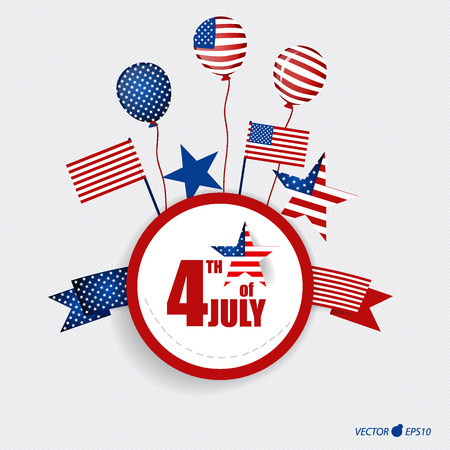 Happy independence day card United States of America. American Flag paper design, vector illustration.のイラスト素材