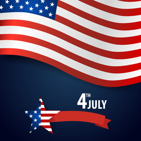 Happy independence day card United States of America. American Flag paper design, vector illustration.のイラスト素材