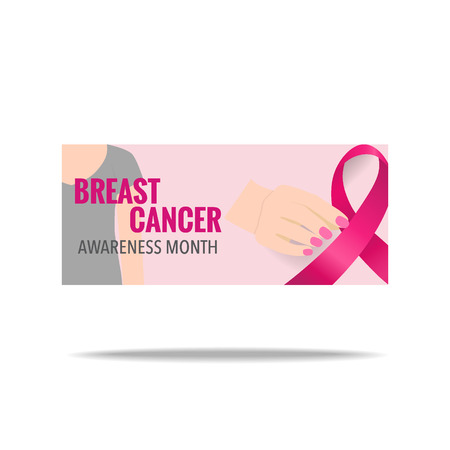 Breast Cancer Awareness Month background design. Breast cancer awareness pink ribbon. Vector Illustration.のイラスト素材