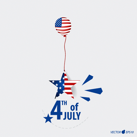 Happy independence day card United States of America. American Flag paper design, vector illustration.のイラスト素材