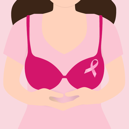 Breast Cancer Awareness Month background design. Vector Illustration.のイラスト素材