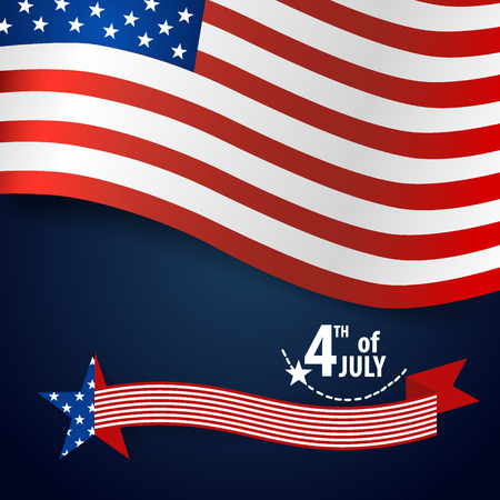 Happy independence day card United States of America. American Flag paper design, vector illustration.のイラスト素材