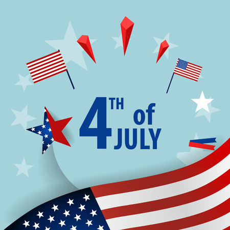 Happy independence day card United States of America. American Flag paper design, vector illustration.のイラスト素材