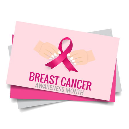 Breast Cancer Awareness Month background design. Breast cancer awareness pink ribbon. Vector Illustration.のイラスト素材