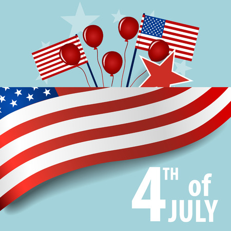 Happy independence day card United States of America. American Flag paper design, vector illustration.のイラスト素材