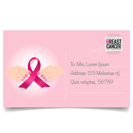 Breast Cancer Awareness Month background design. Breast cancer awareness pink ribbon. Vector Illustration.のイラスト素材