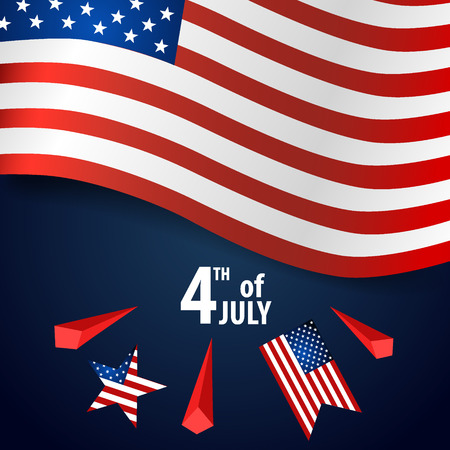 Happy independence day card United States of America. American Flag paper design, vector illustration.のイラスト素材