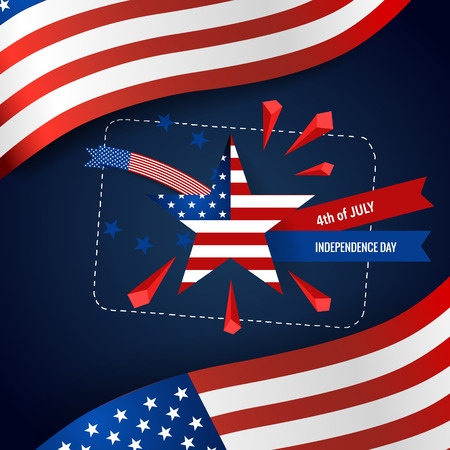 Happy independence day card United States of America. American Flag paper design, vector illustration.のイラスト素材