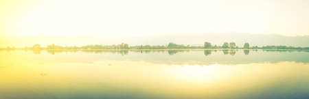 Sunrise on Dal lake, Kashmir Indiaの写真素材
