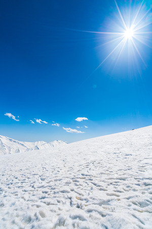 Beautiful  River and snow covered mountains landscape Kashmir state, Indiaの写真素材