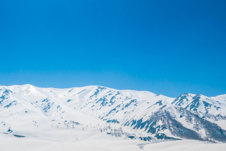 Beautiful  River and snow covered mountains landscape Kashmir state, Indiaの写真素材